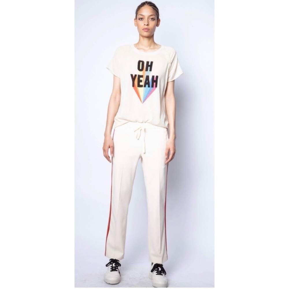Zadig & Voltaire Poeme Crepe Satin Pants in Vanilla